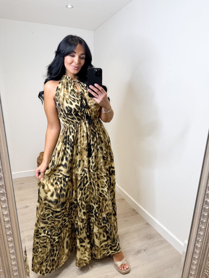 Lucia Leopard Halter neck Dress