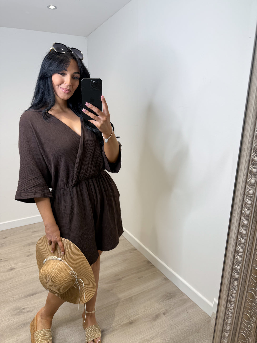 Cheesecloth Playsuit - Chocolate