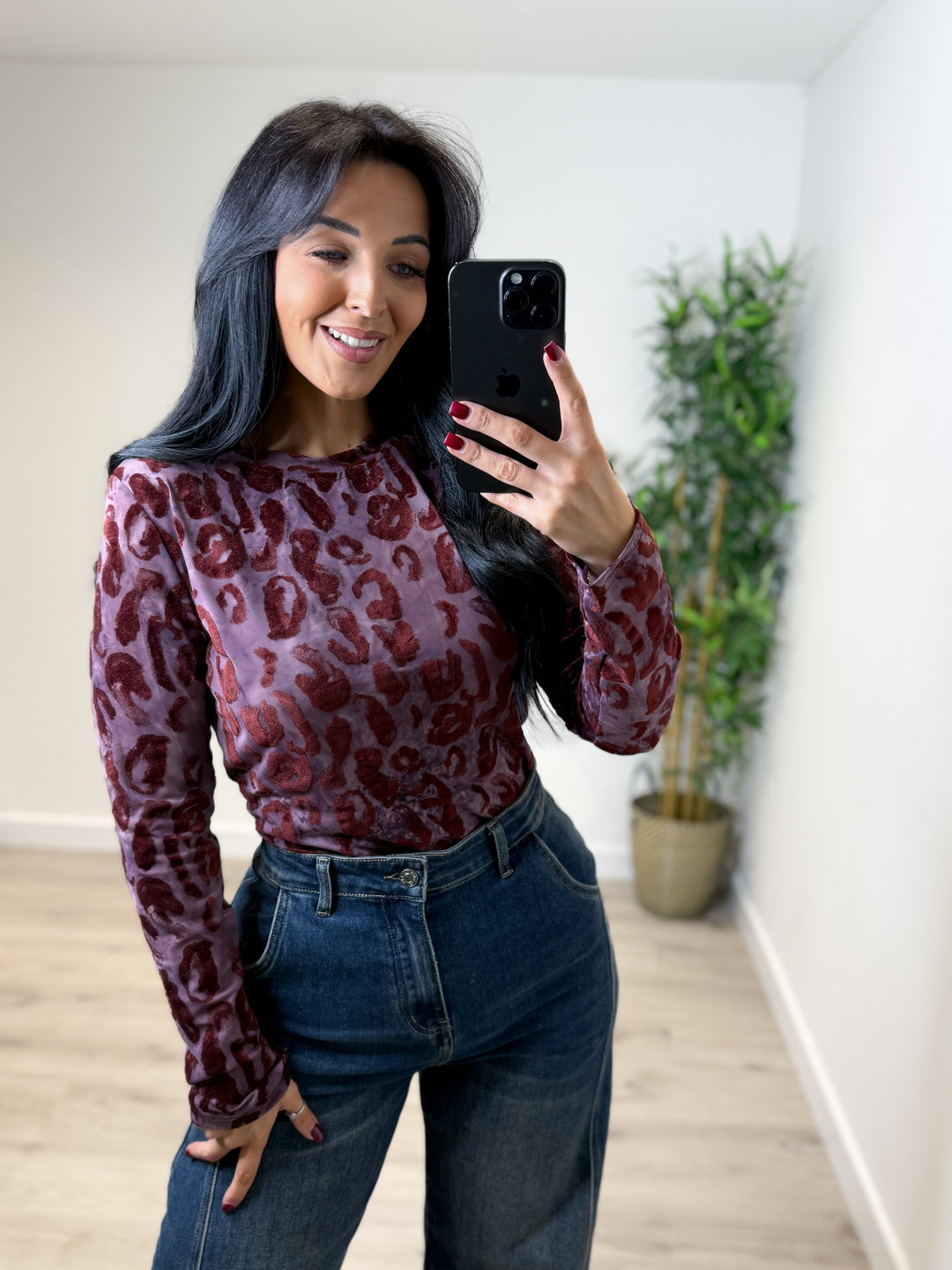 Anya Leopard Top - Wine