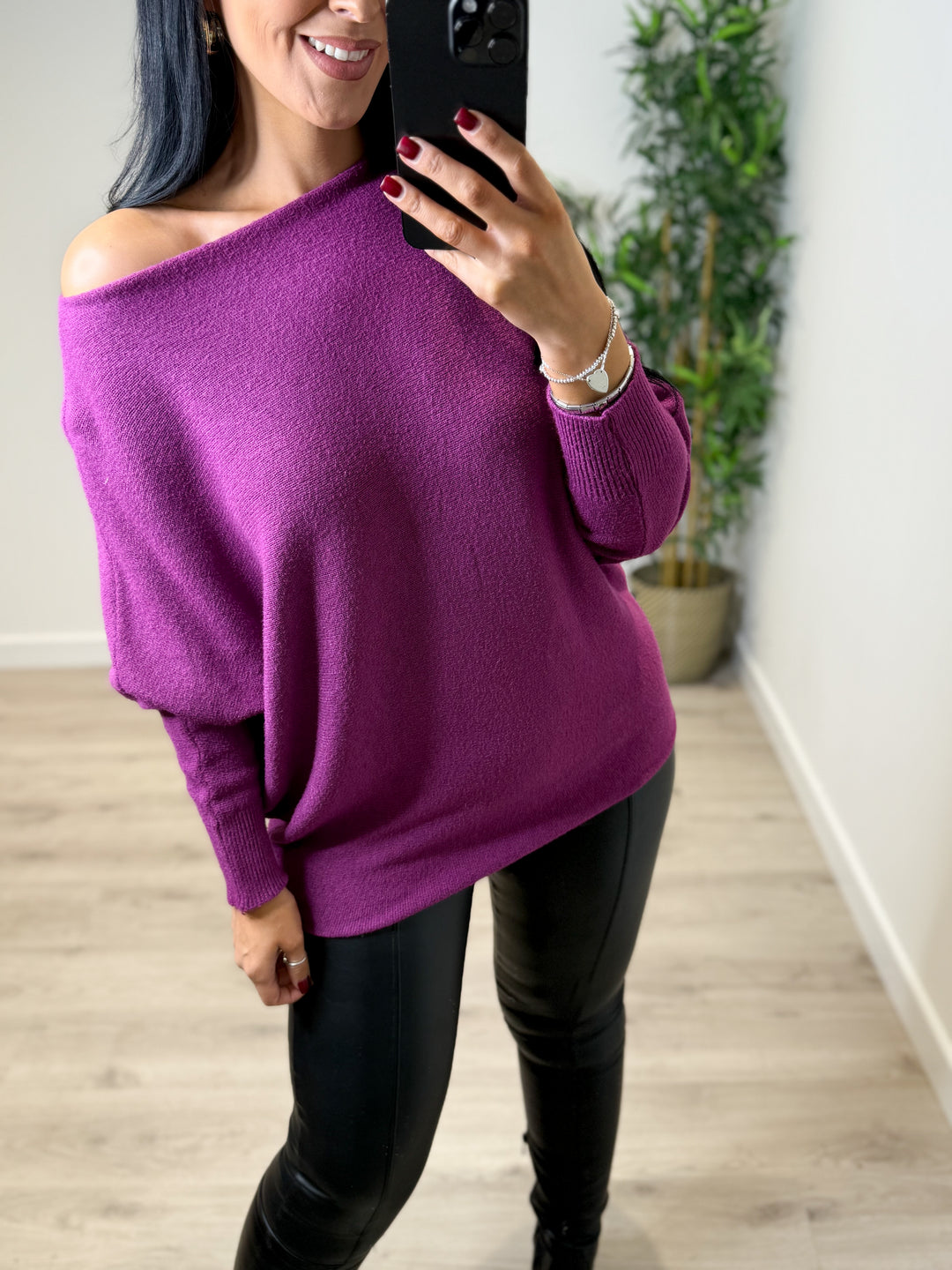 Maple Soft Knit Top - Aubergine