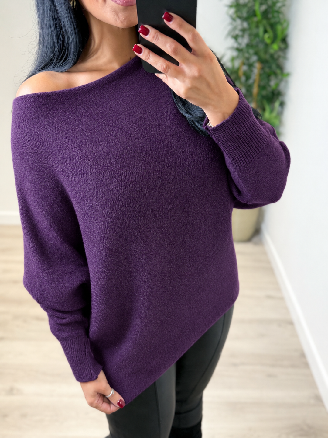 Maple Soft Knit Top - Aubergine