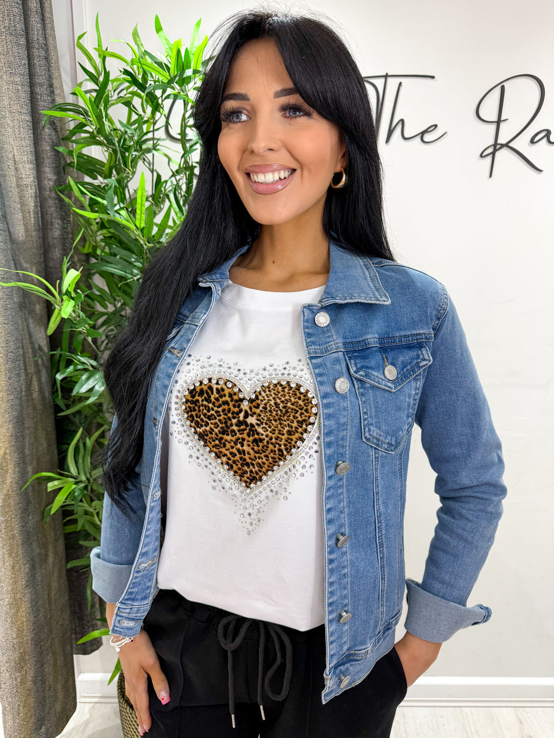 Leopard Heart Top - White