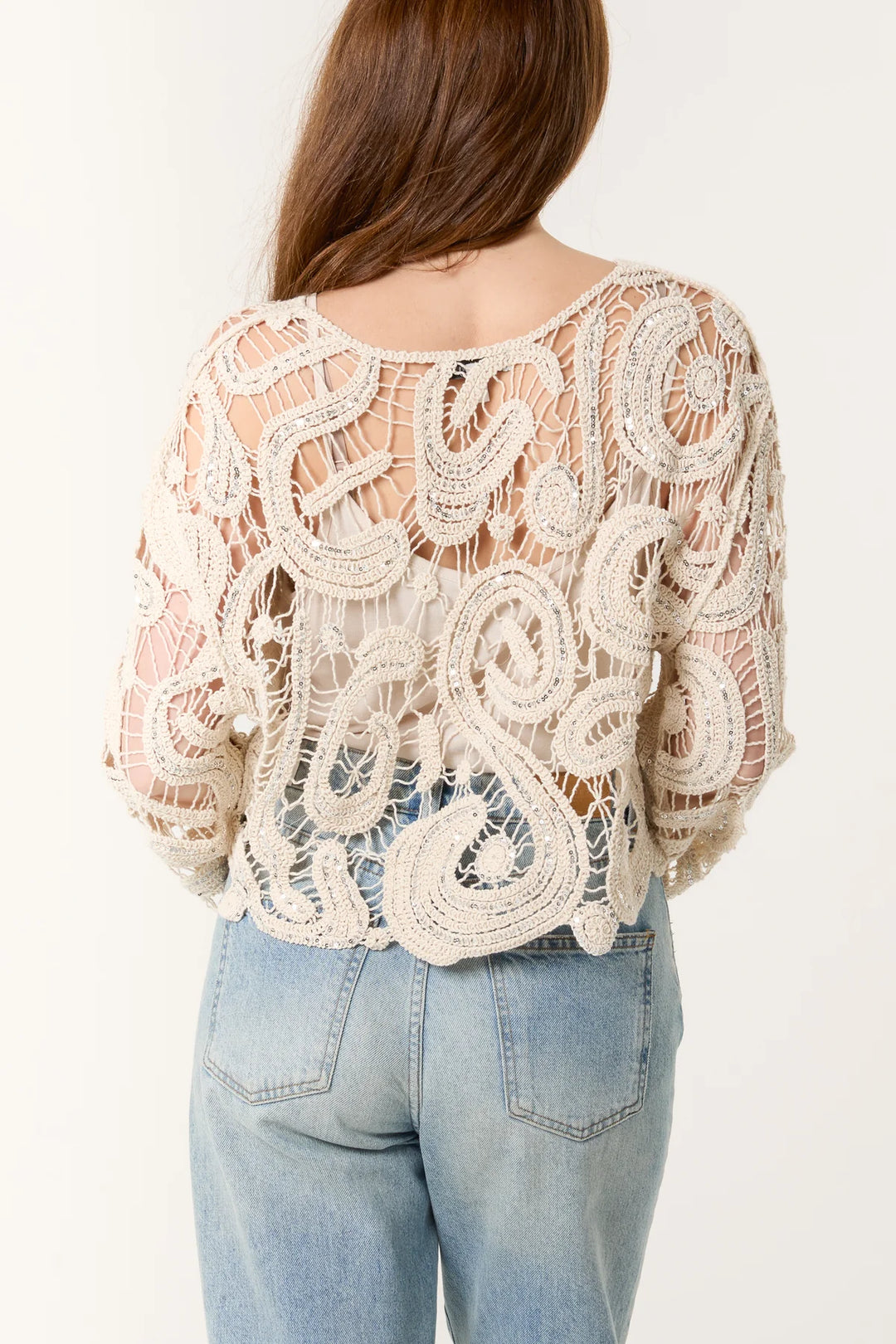 Paisley Embellished Top - Beige