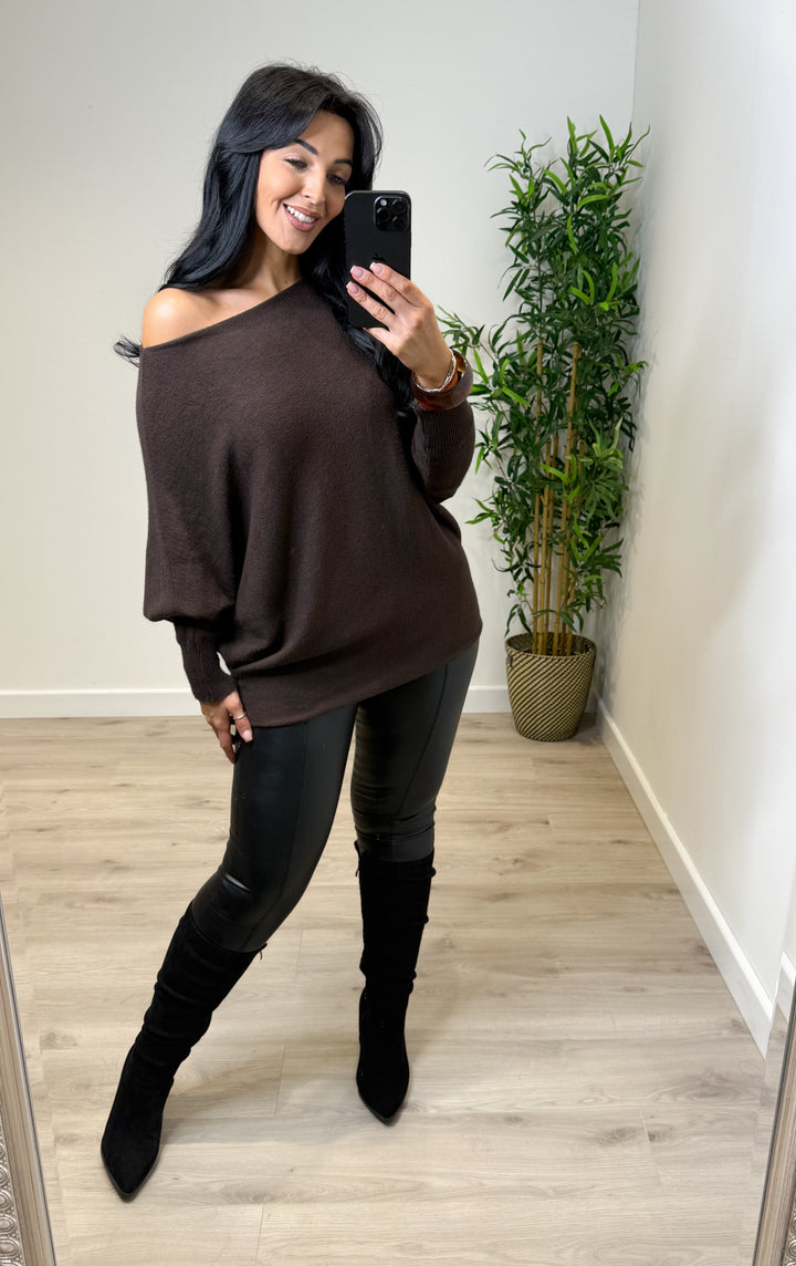 Maple Soft Knit Top - Chocolate