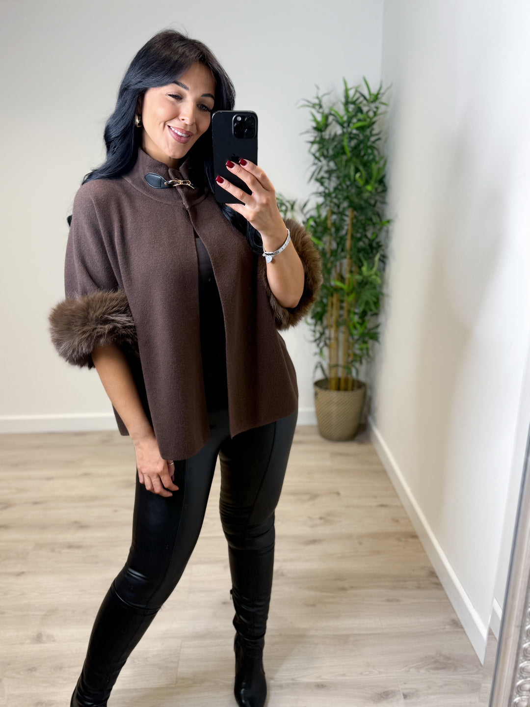 Laurie Faux Fur Top - Chocolate