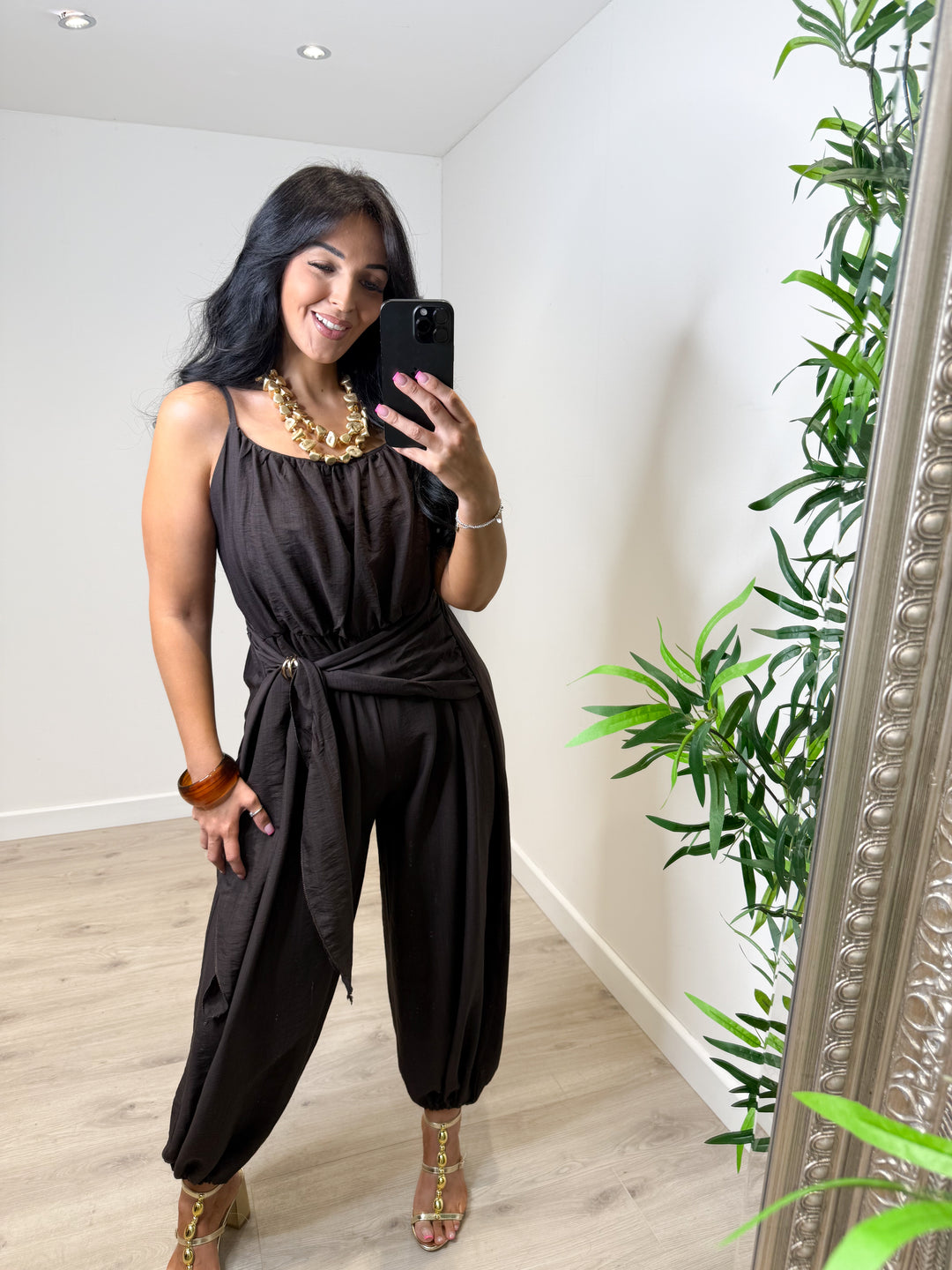Plain Wrap Jumpsuit - Chocolate