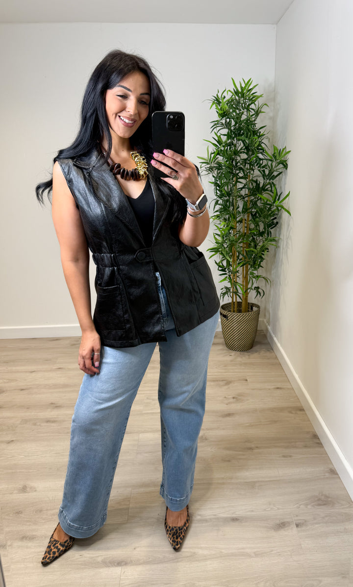 PU Waistcoat - Black