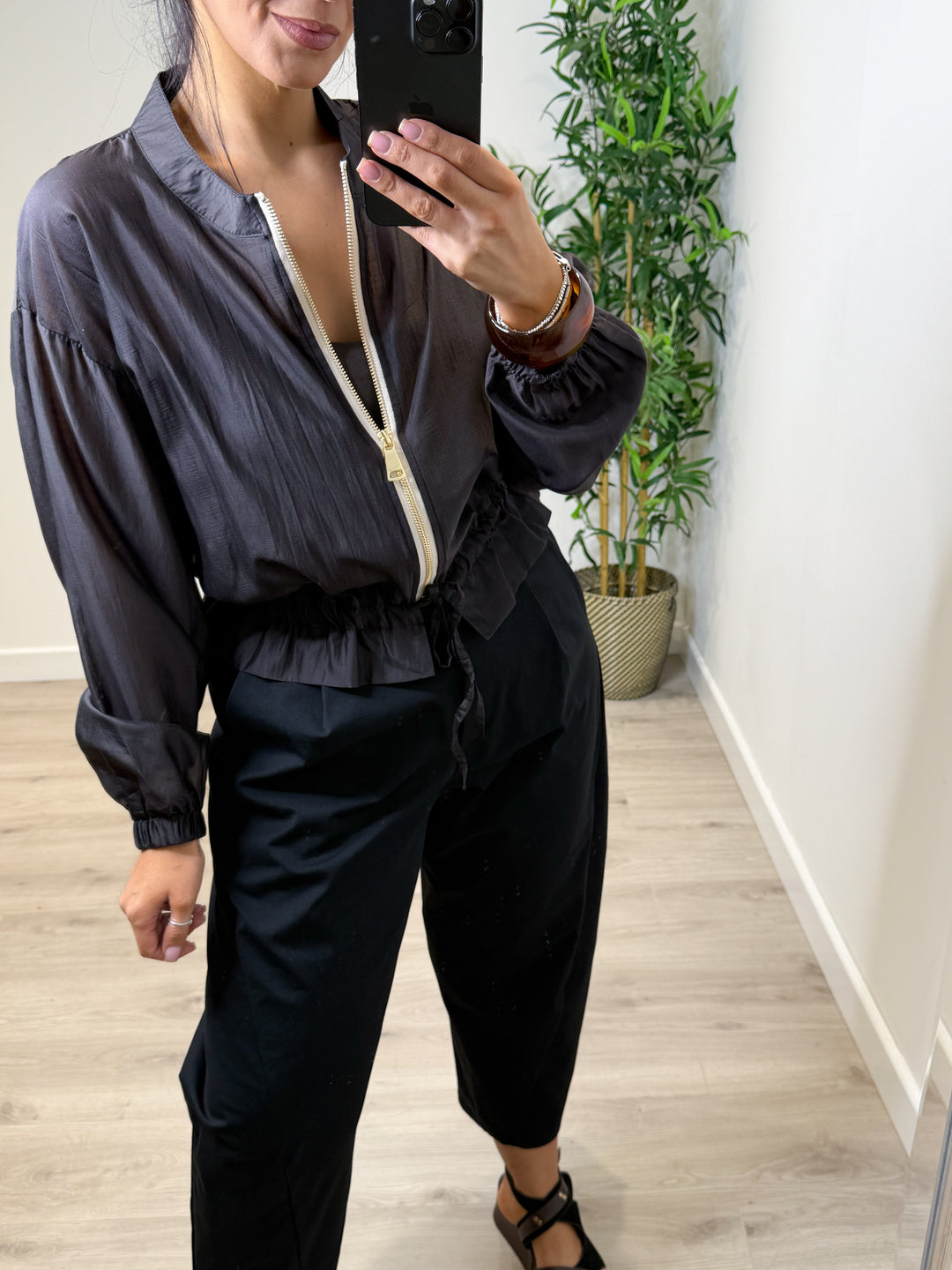 Plain Bomber Jacket Chocolate