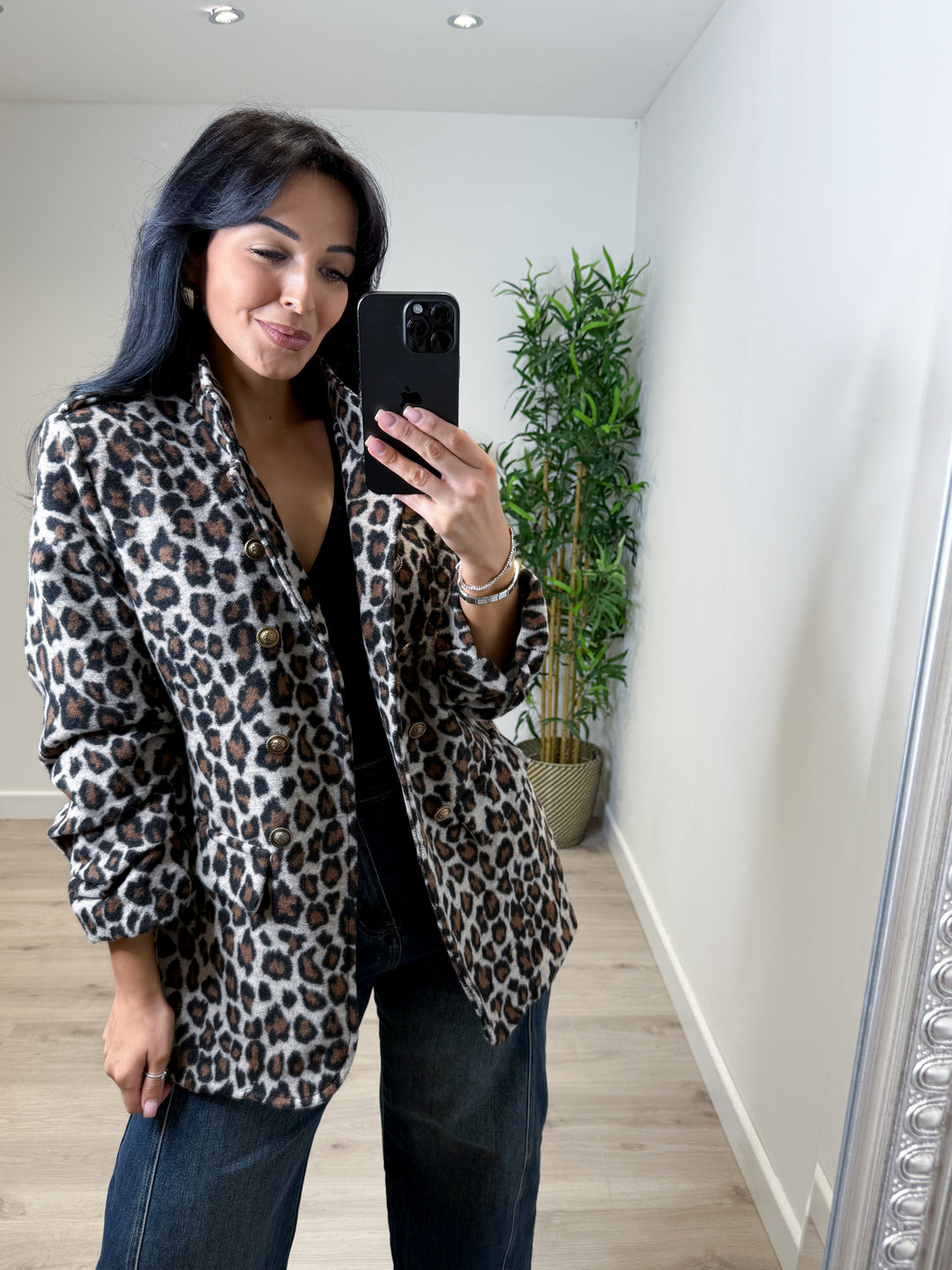 Leopard Fleece Military Blazer