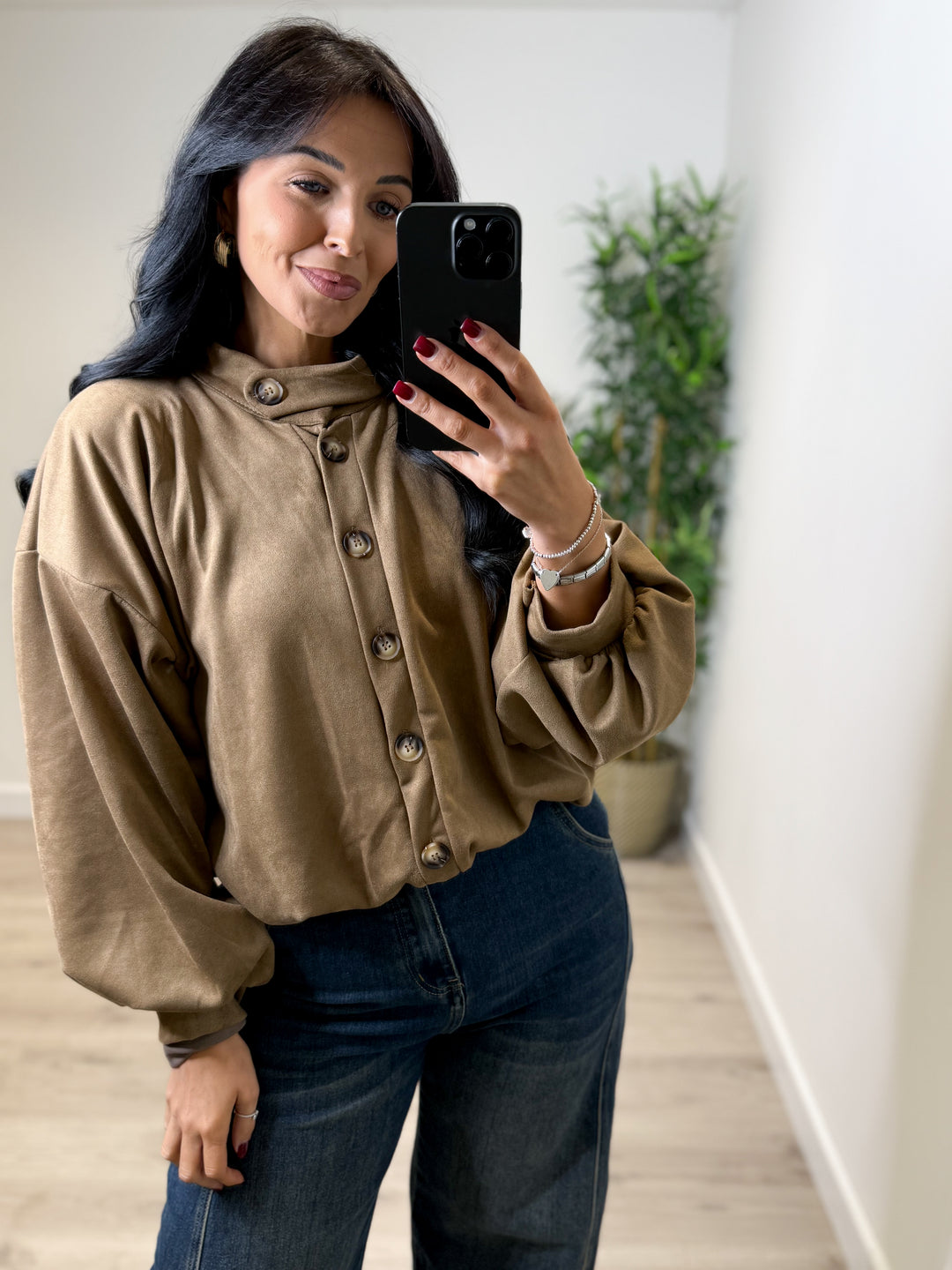 Stacey Faux Suede Jacket - Camel
