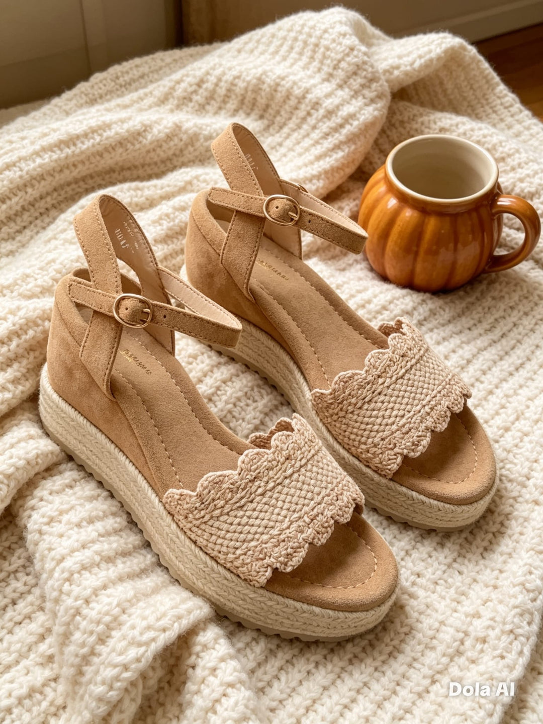 Samantha Wedge Sandals - Tan