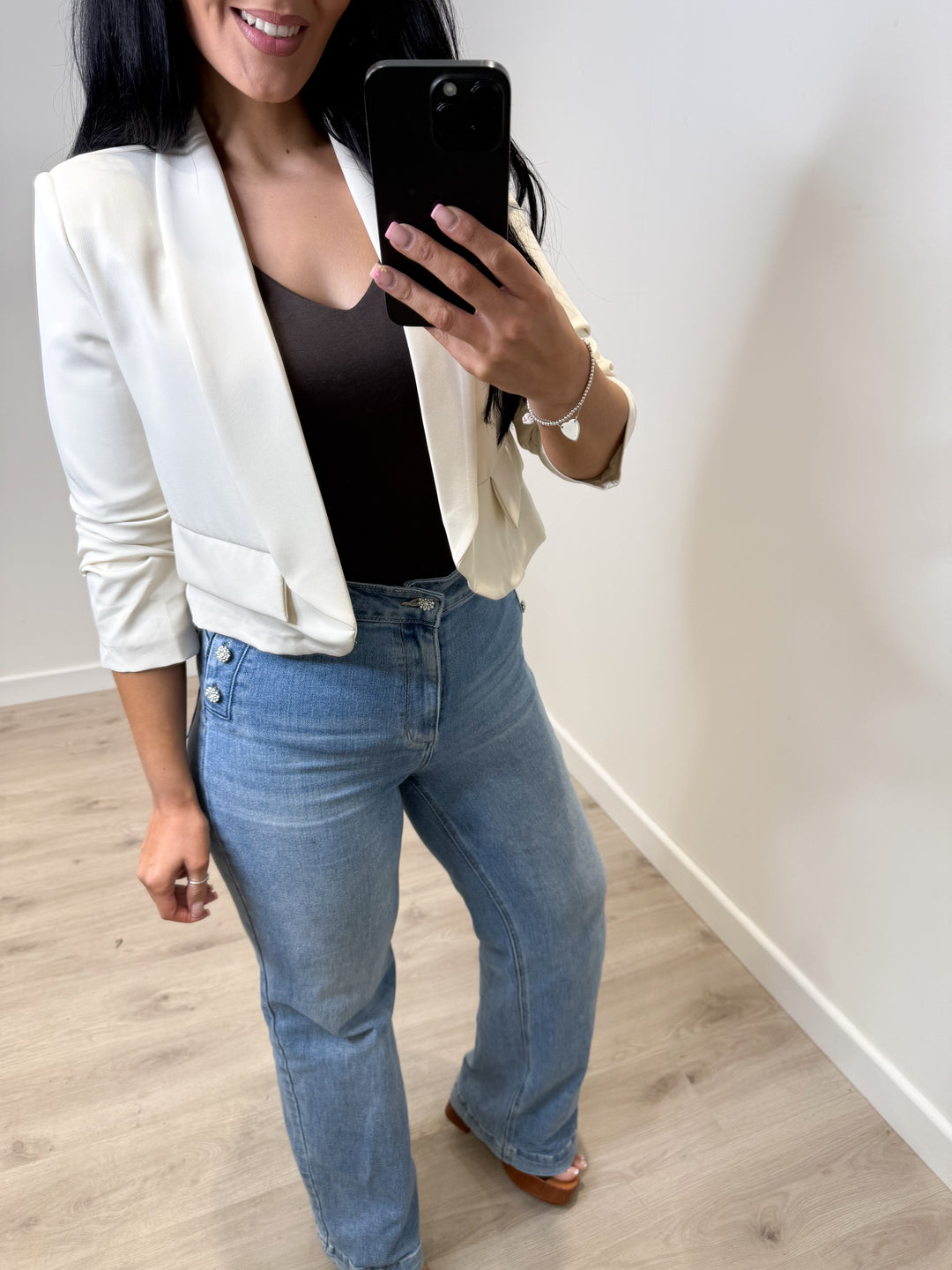 Beige Cropped Blazer