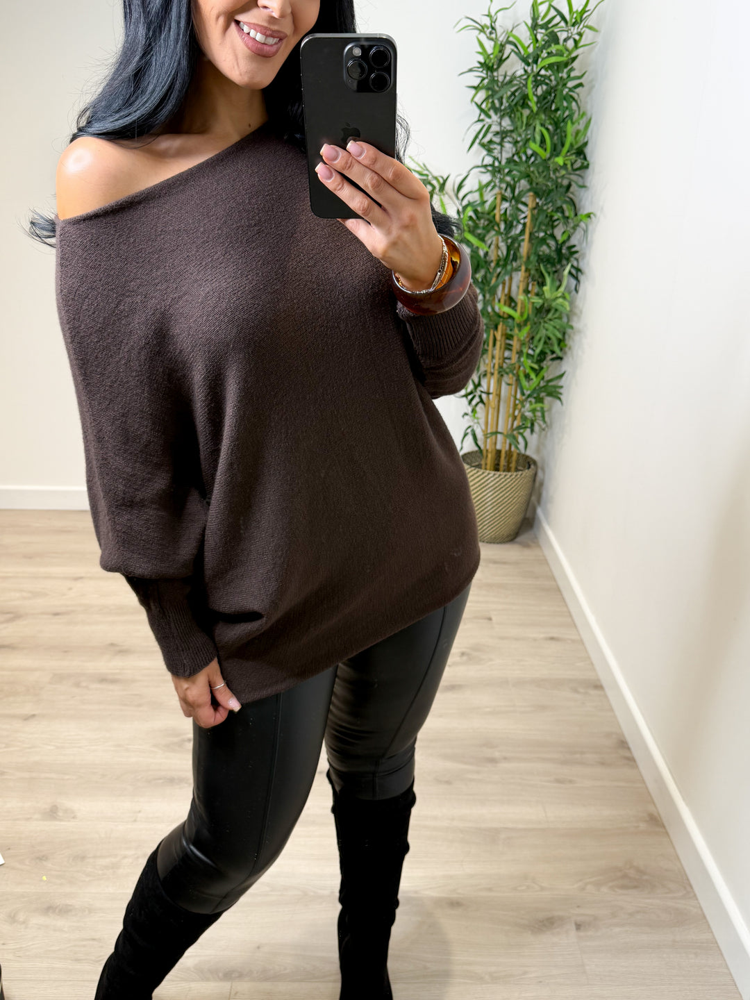 Maple Soft Knit Top - Chocolate
