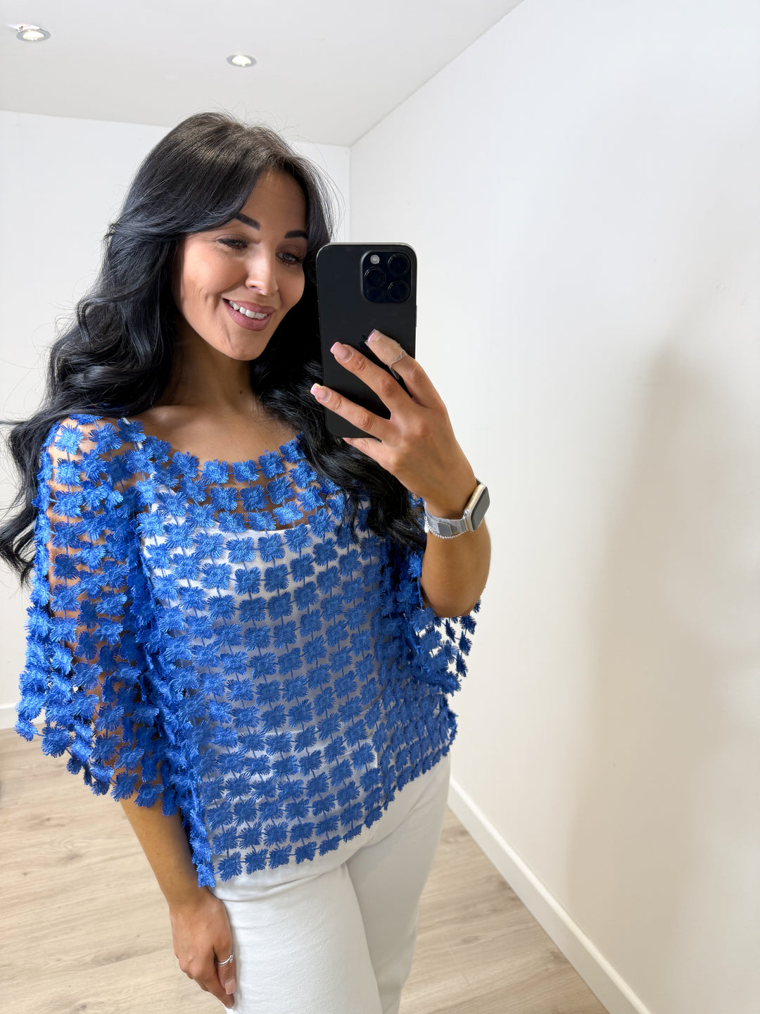 Daisy Metallic Top - Royal Blue