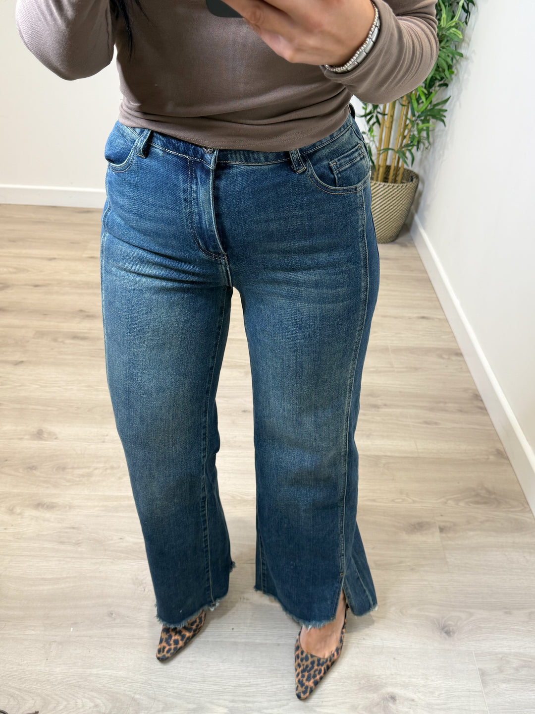 Split Wide Leg Jeans