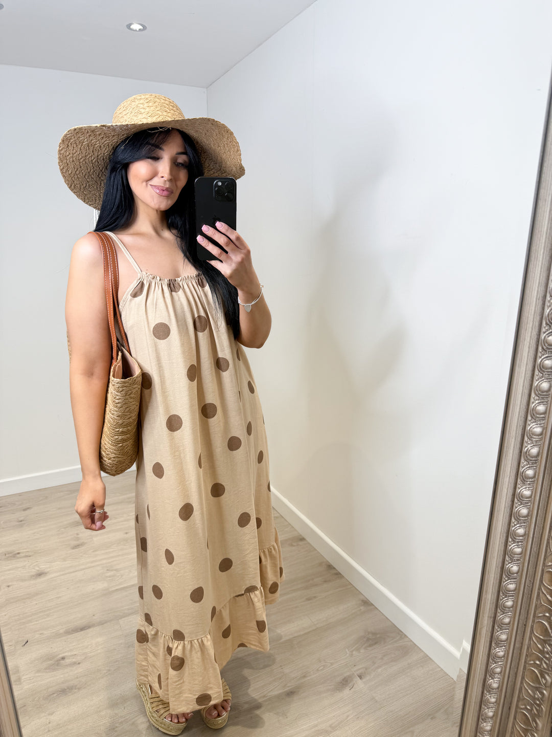 Spotty Sun Dress - Camel