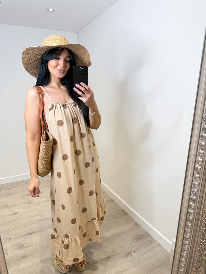Spotty Sun Dress - Camel