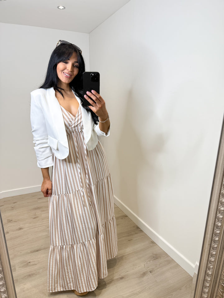 Summer Stripe Dress - Beige