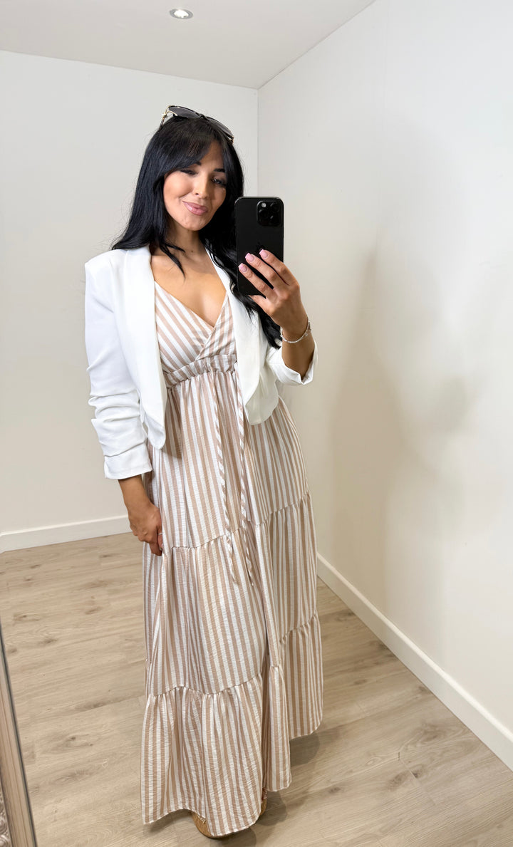 Summer Stripe Dress - Beige