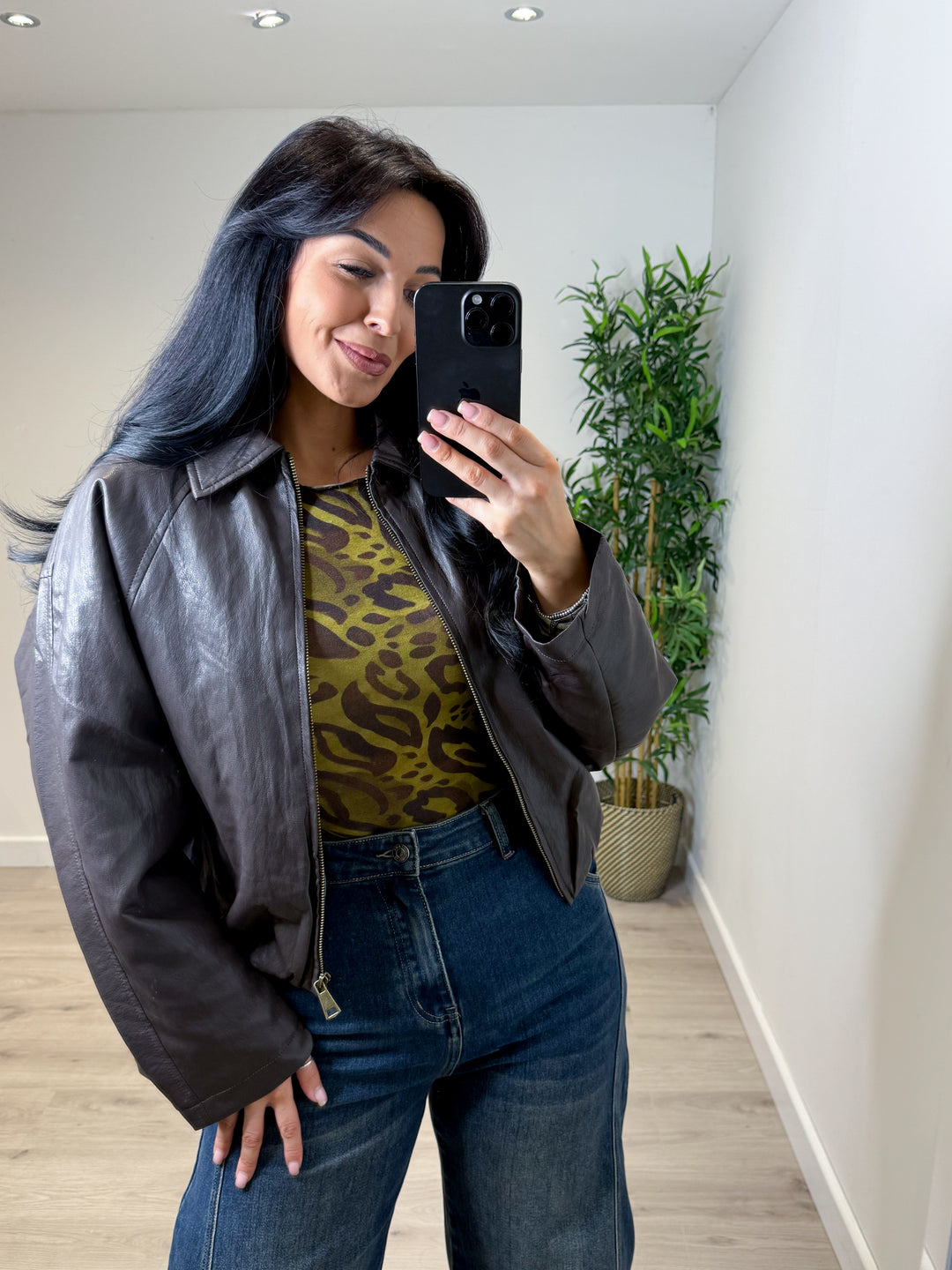 Harriet PU Jacket - Chocolate