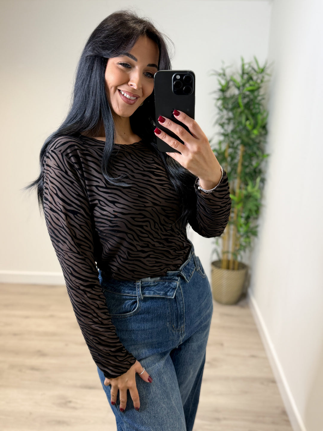 Elodie Zebra Top - Chocolate