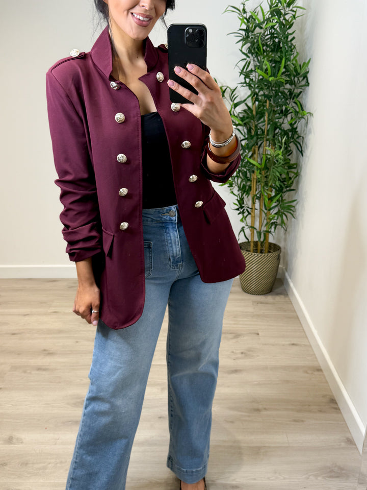 Military Blazer - Wine