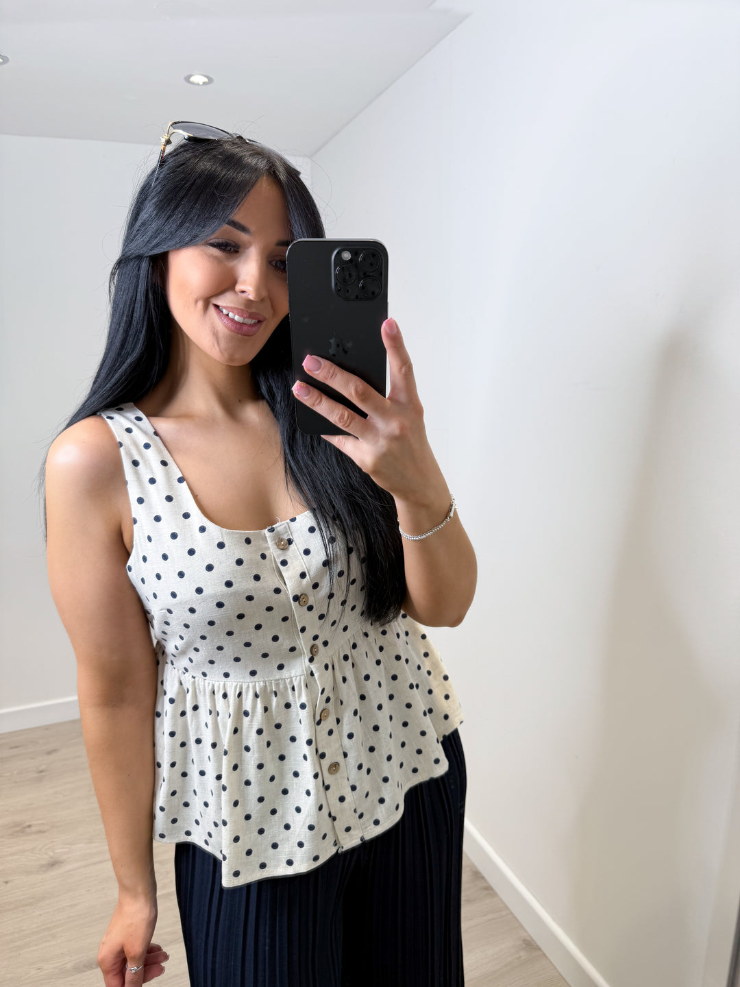 Spotty Navy Top
