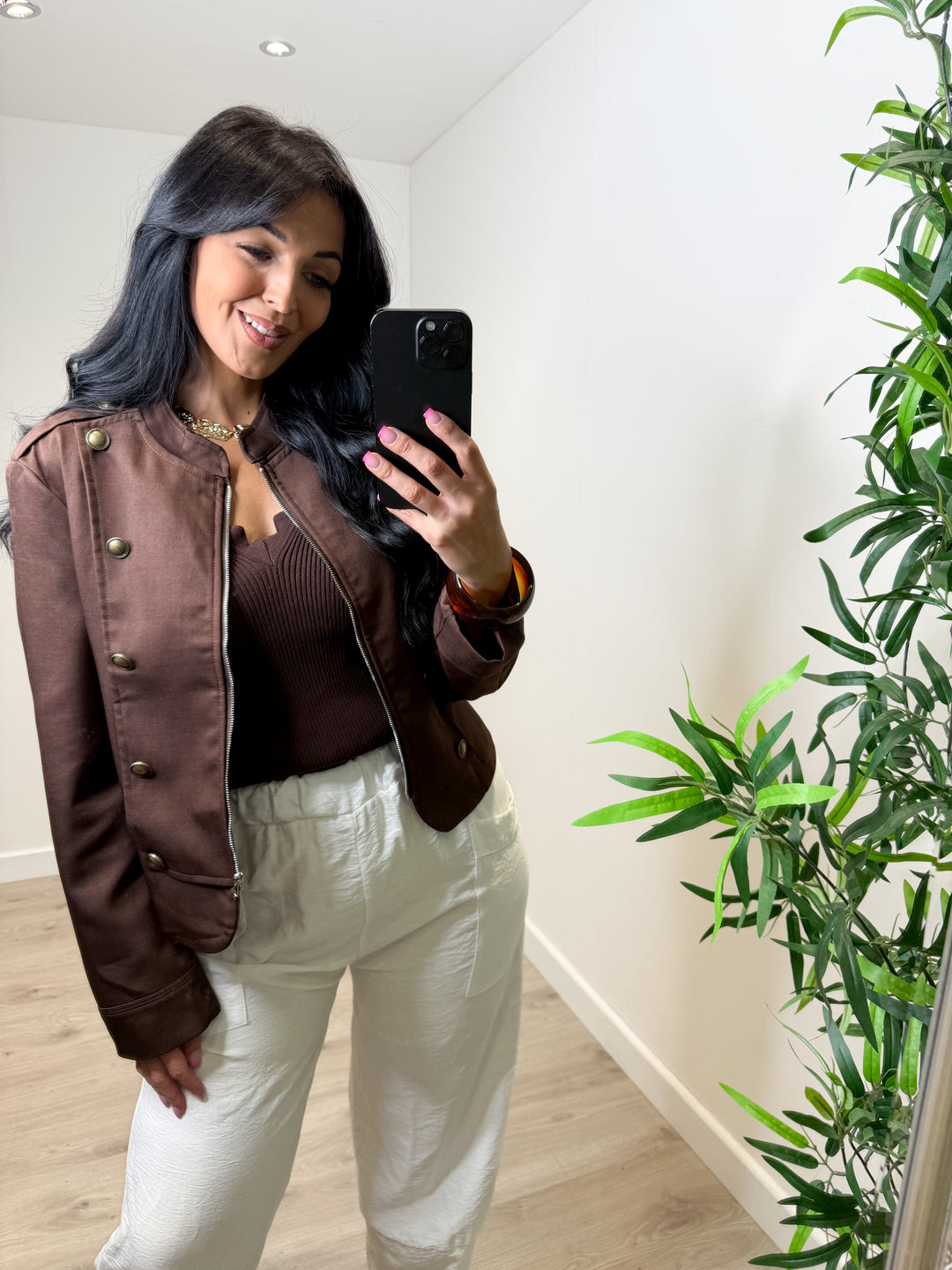 Zoey Military Jacket - Chocolate