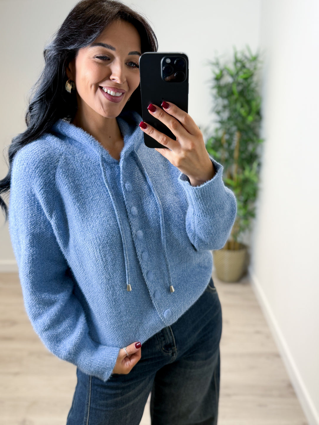 Chenille Button Jacket - Denim Blue