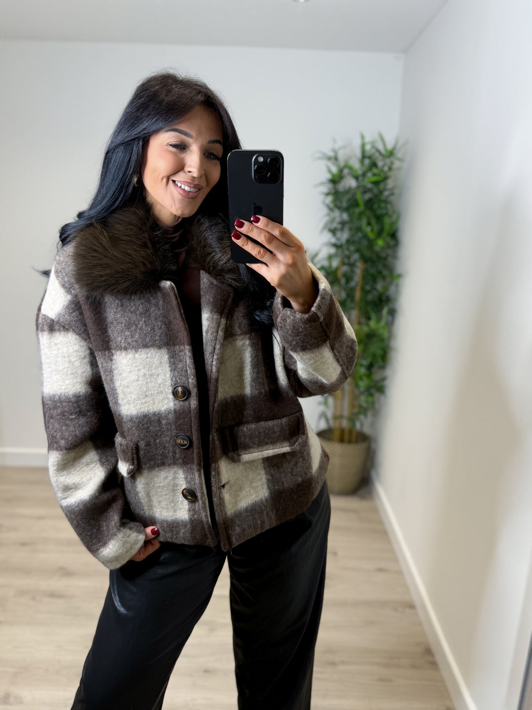 Checked Jacket - Chocolate