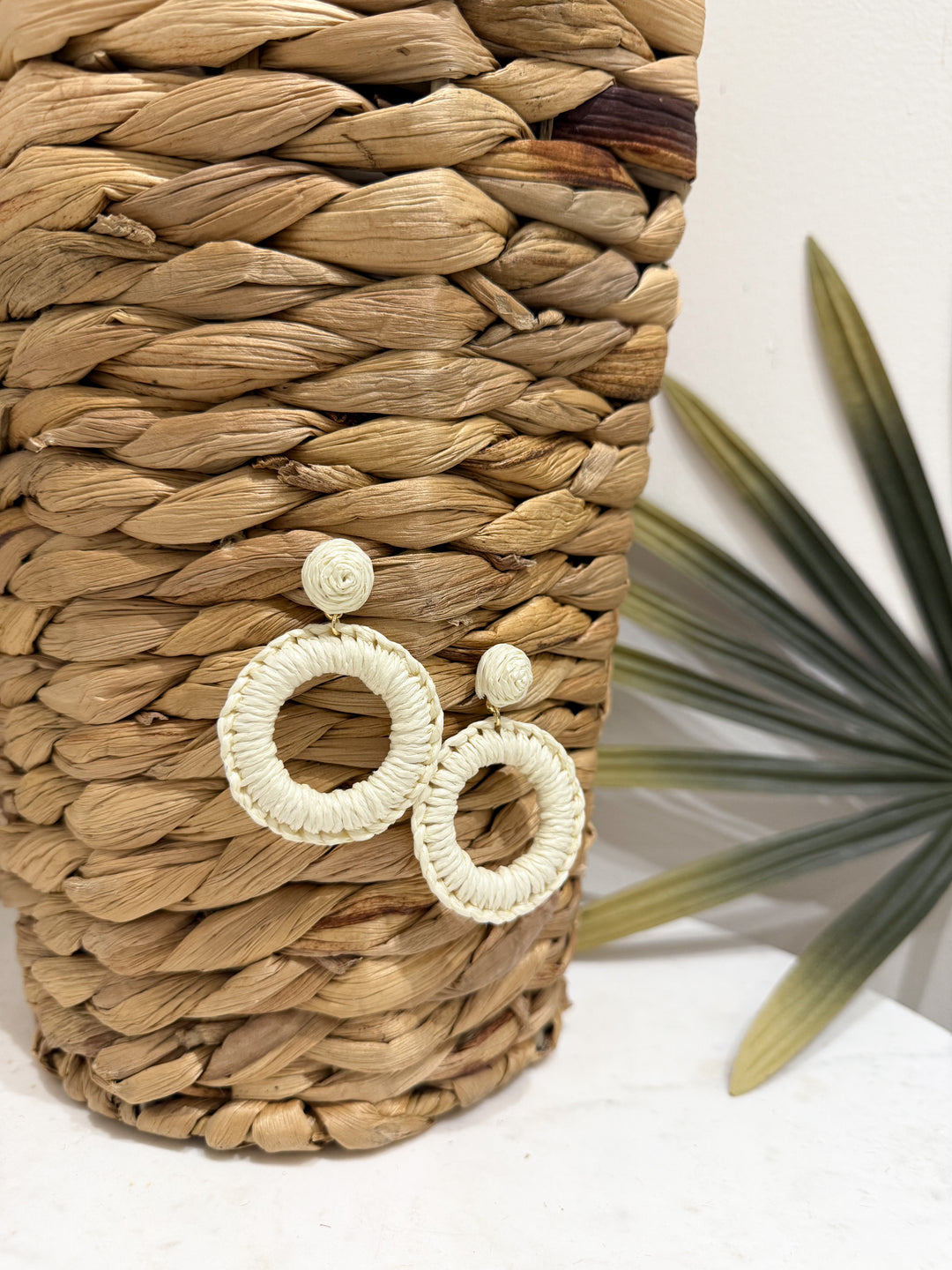 Circle Summer Earrings - Beige