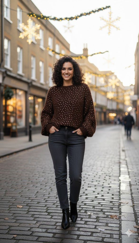 Matilda Sequin Top - Chocolate