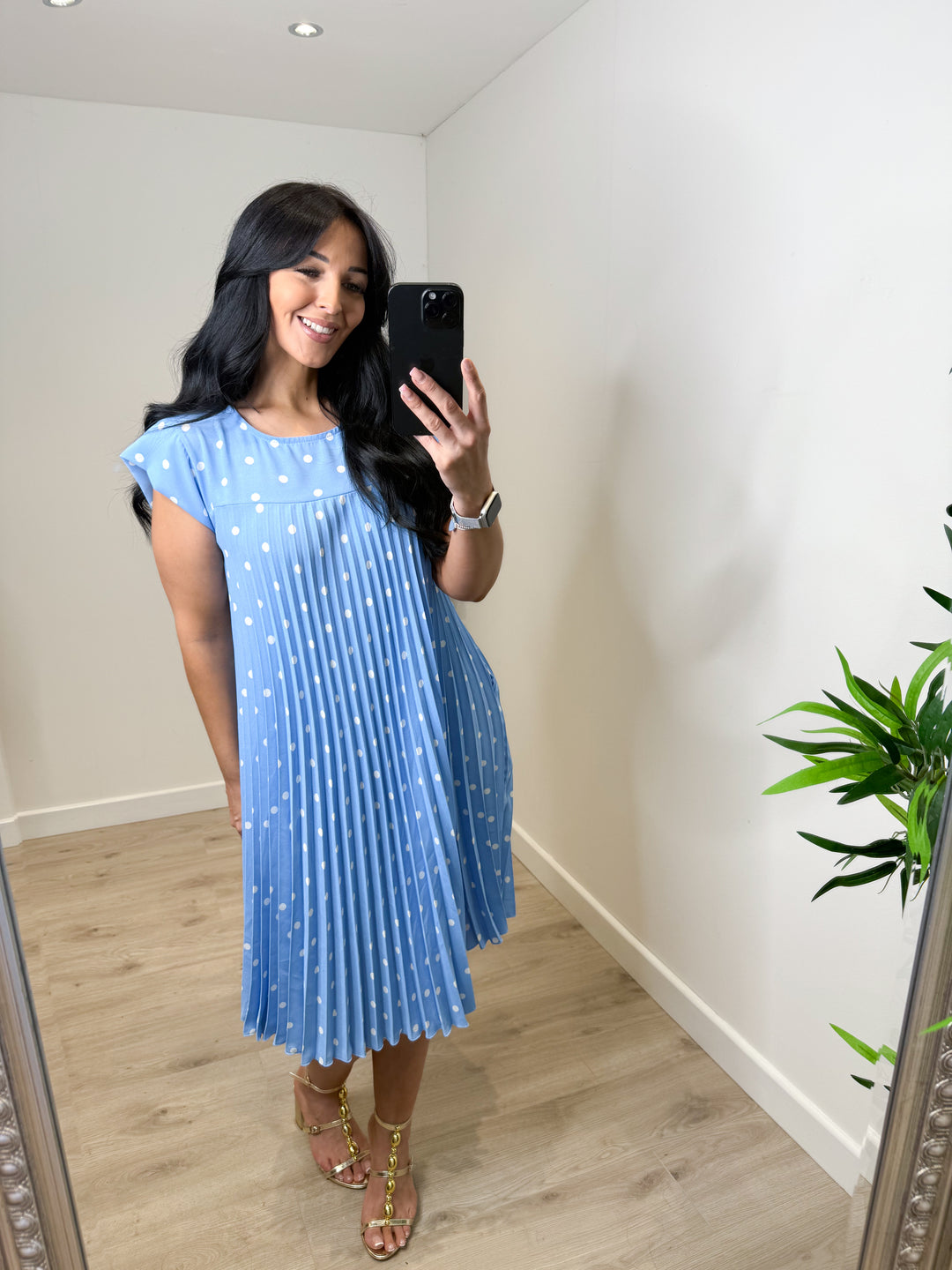 Polly Polka Dot Dress - Baby Blue