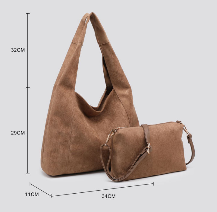 Faux Suede Black Bag (Double Handle)