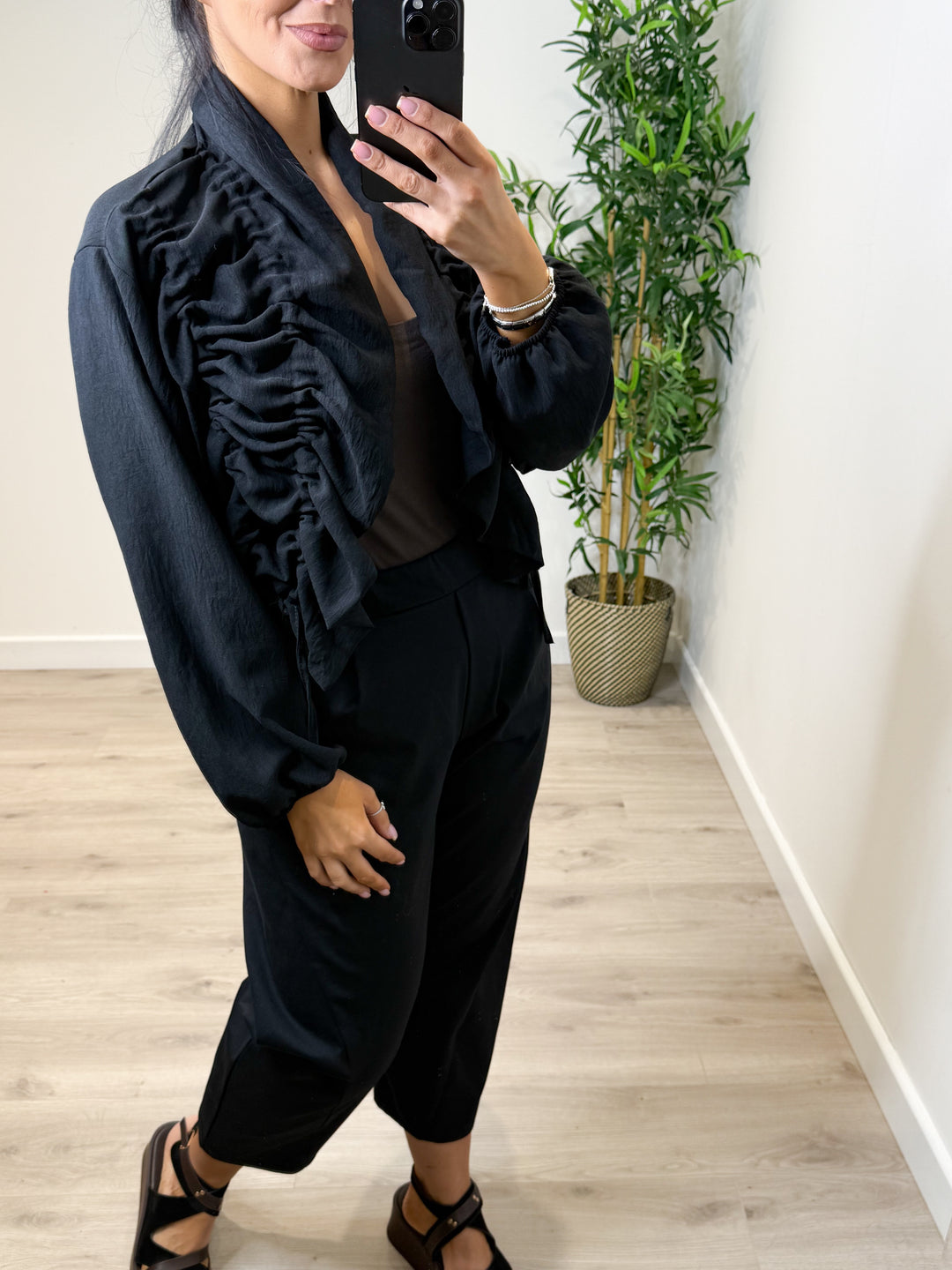 Ruched Jacket - Black