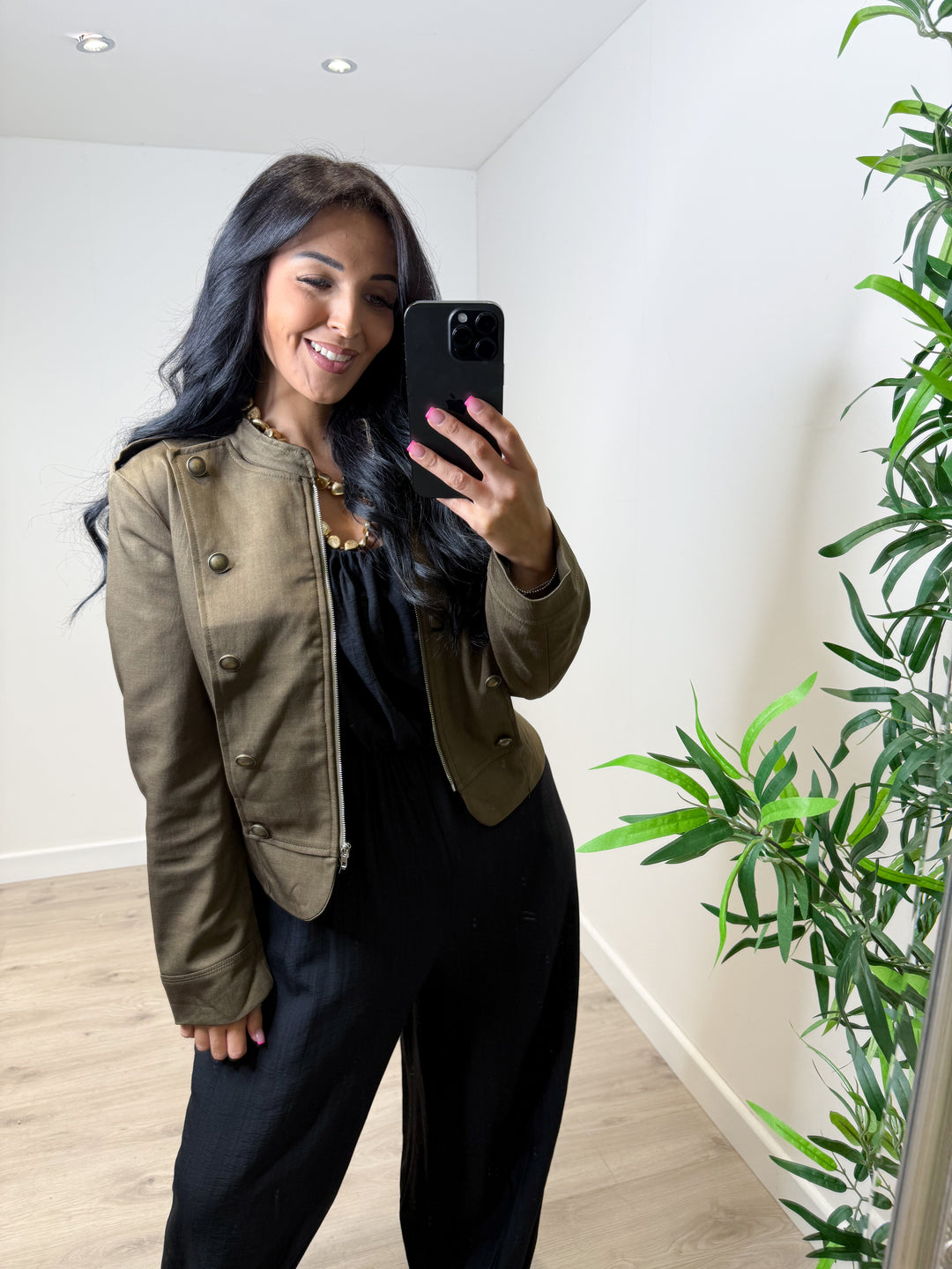 Zoey Military Jacket - Khaki Green