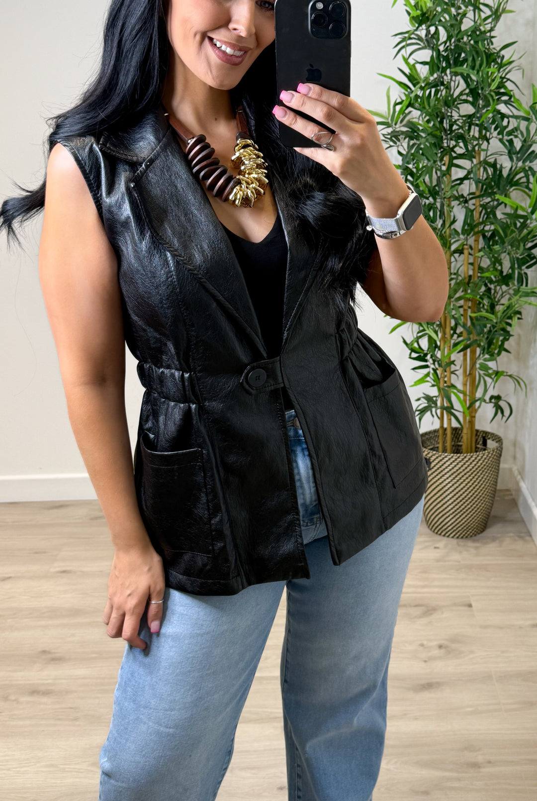 PU Waistcoat - Black