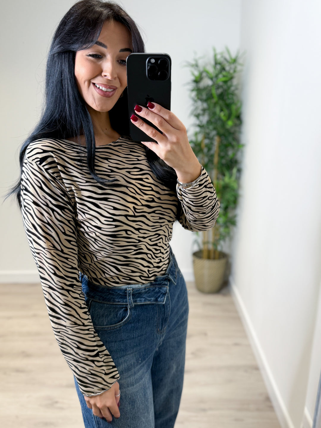 Elodie Zebra Top - Beige