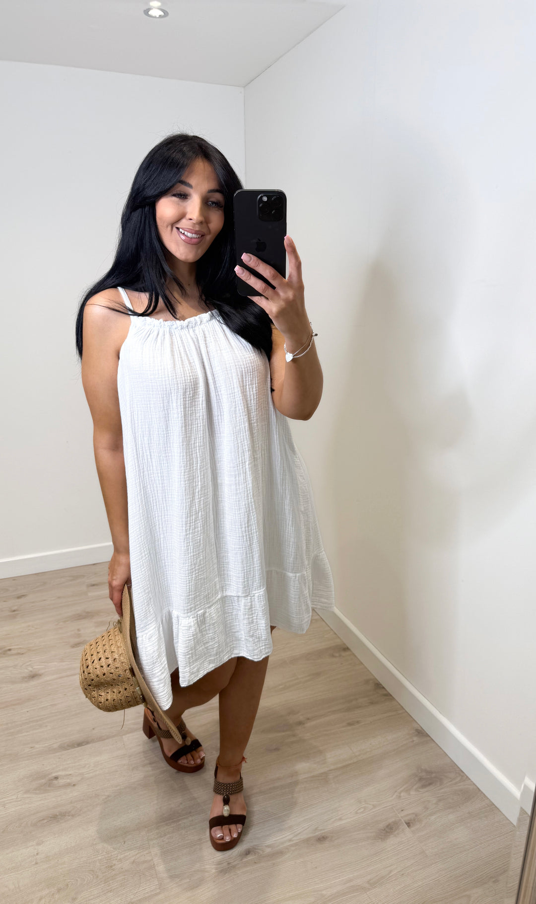 Cheesecloth Sundress - White