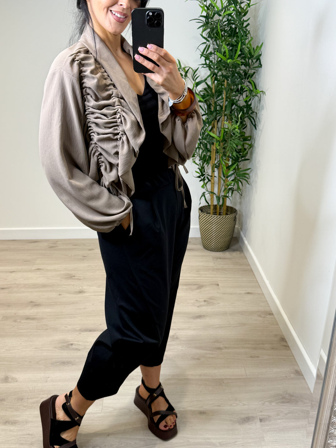 Ruched Jacket - Mocha