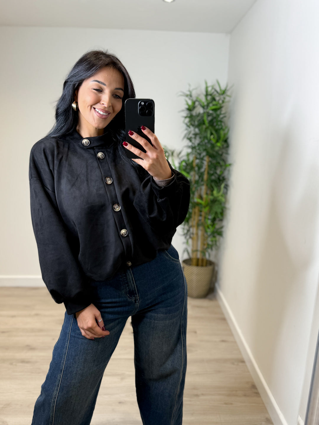 Stacey Faux Suede Jacket - Black