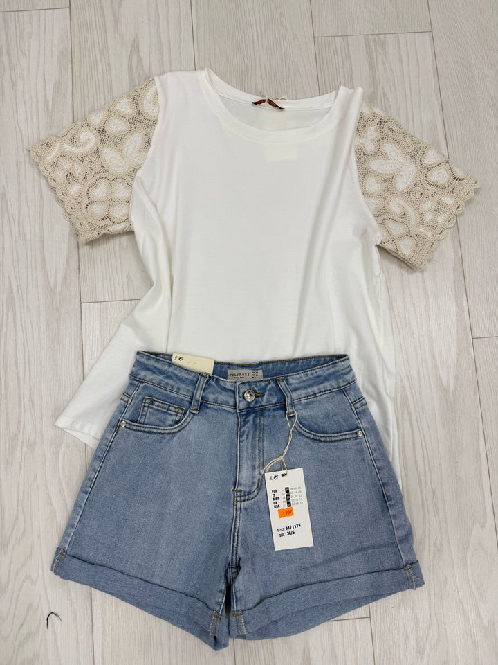 Crochet Sleeve T-shirt