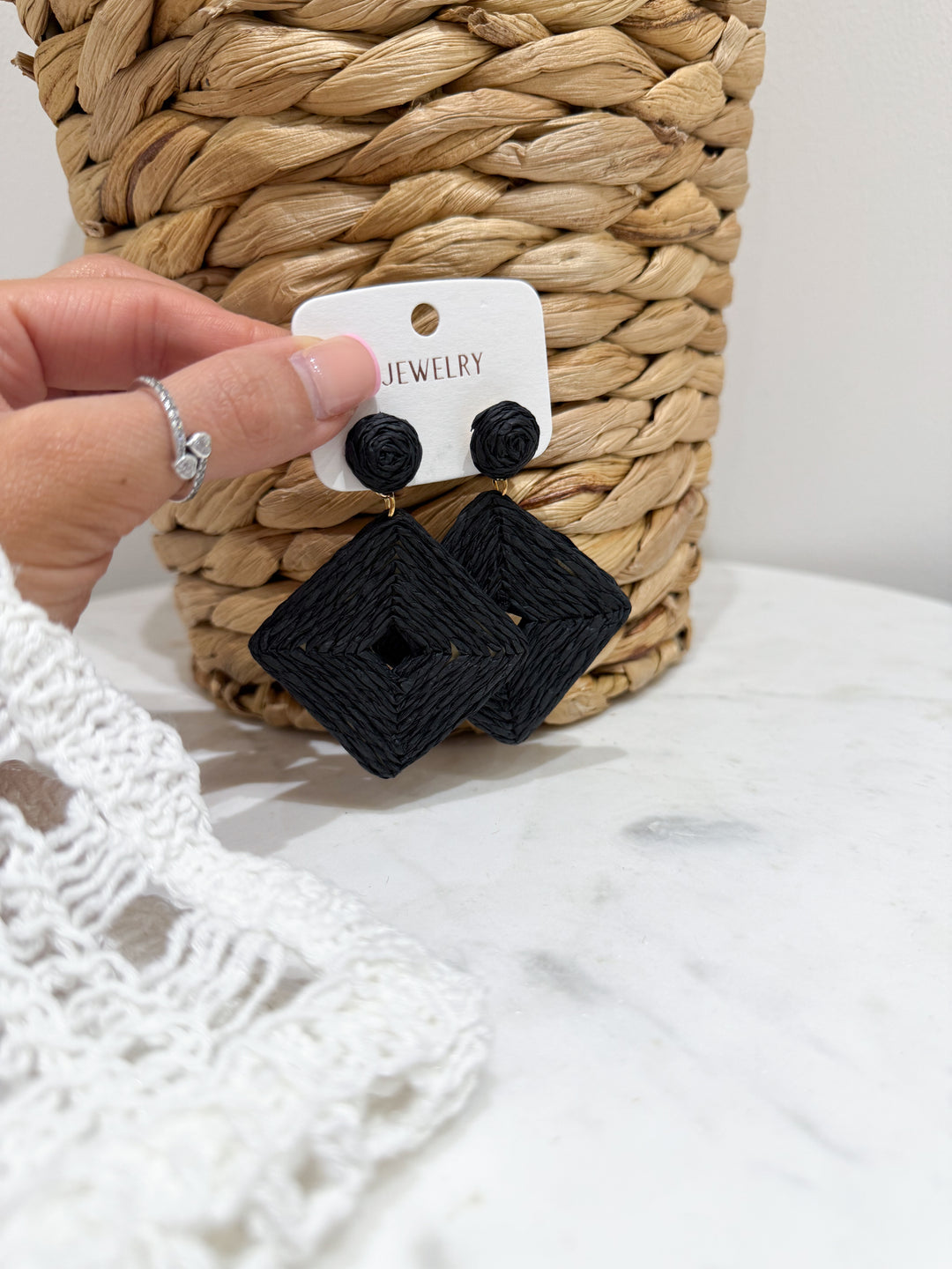 Square Summer Earrings - Black