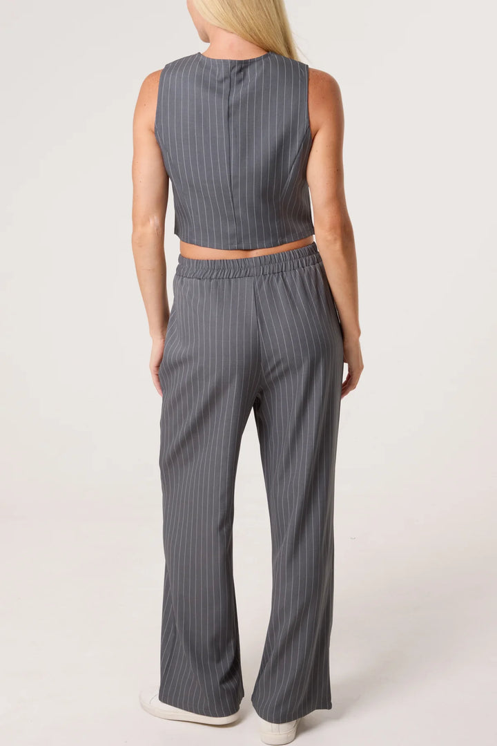 Pinstripe Waistcoat Co-Ord - Grey