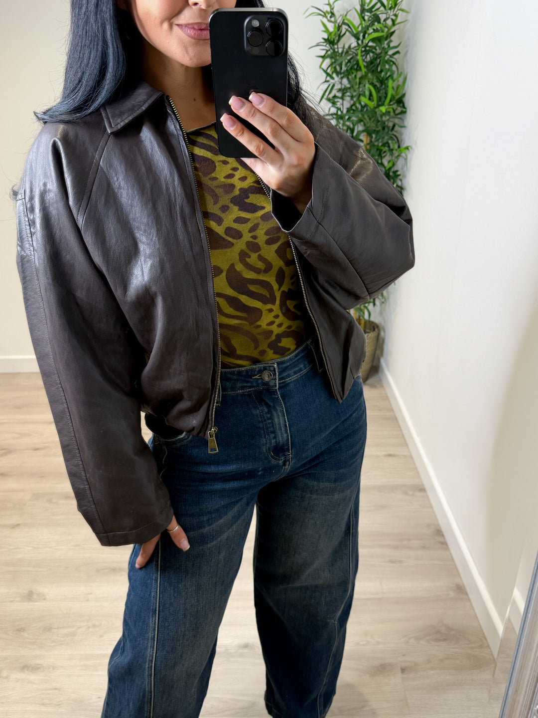 Harriet PU Jacket - Chocolate