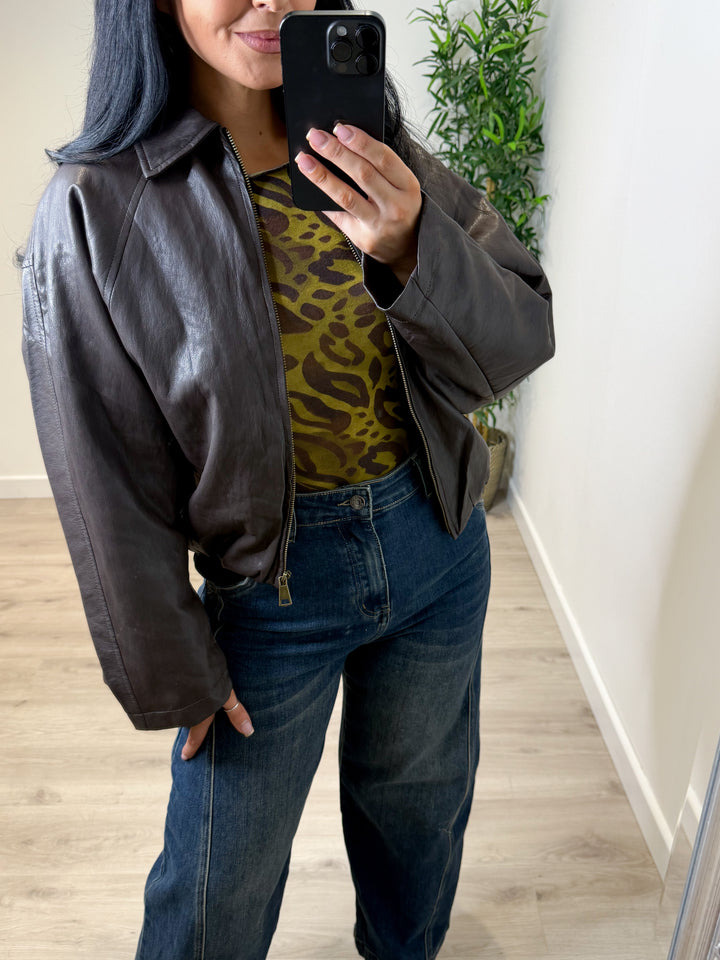 Harriet PU Jacket - Chocolate