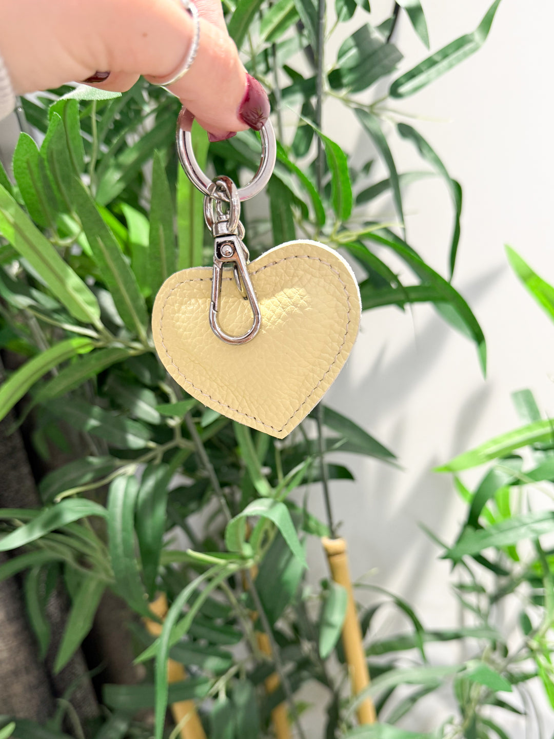 Leather Heart Keyring - Yellow