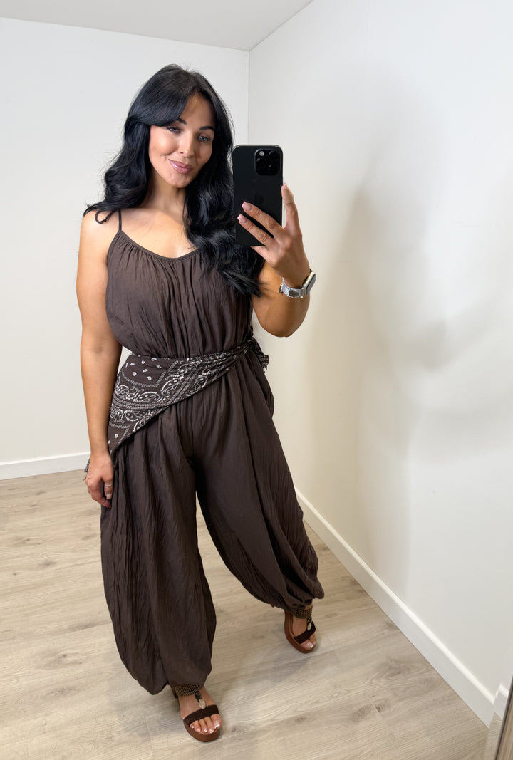 Bandanna Jumpsuit - Chocolate