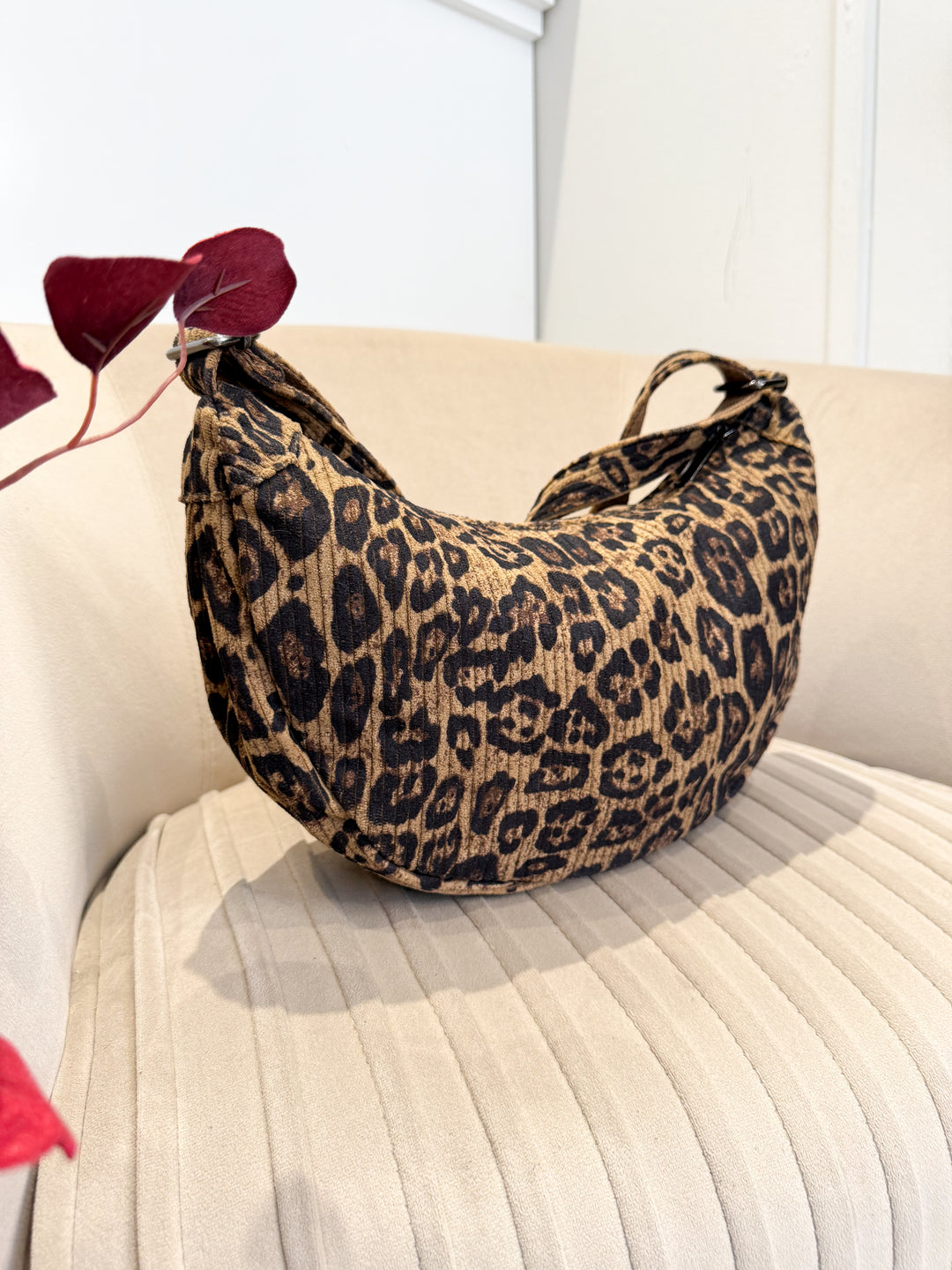 Leopard Corduroy Sling Bag