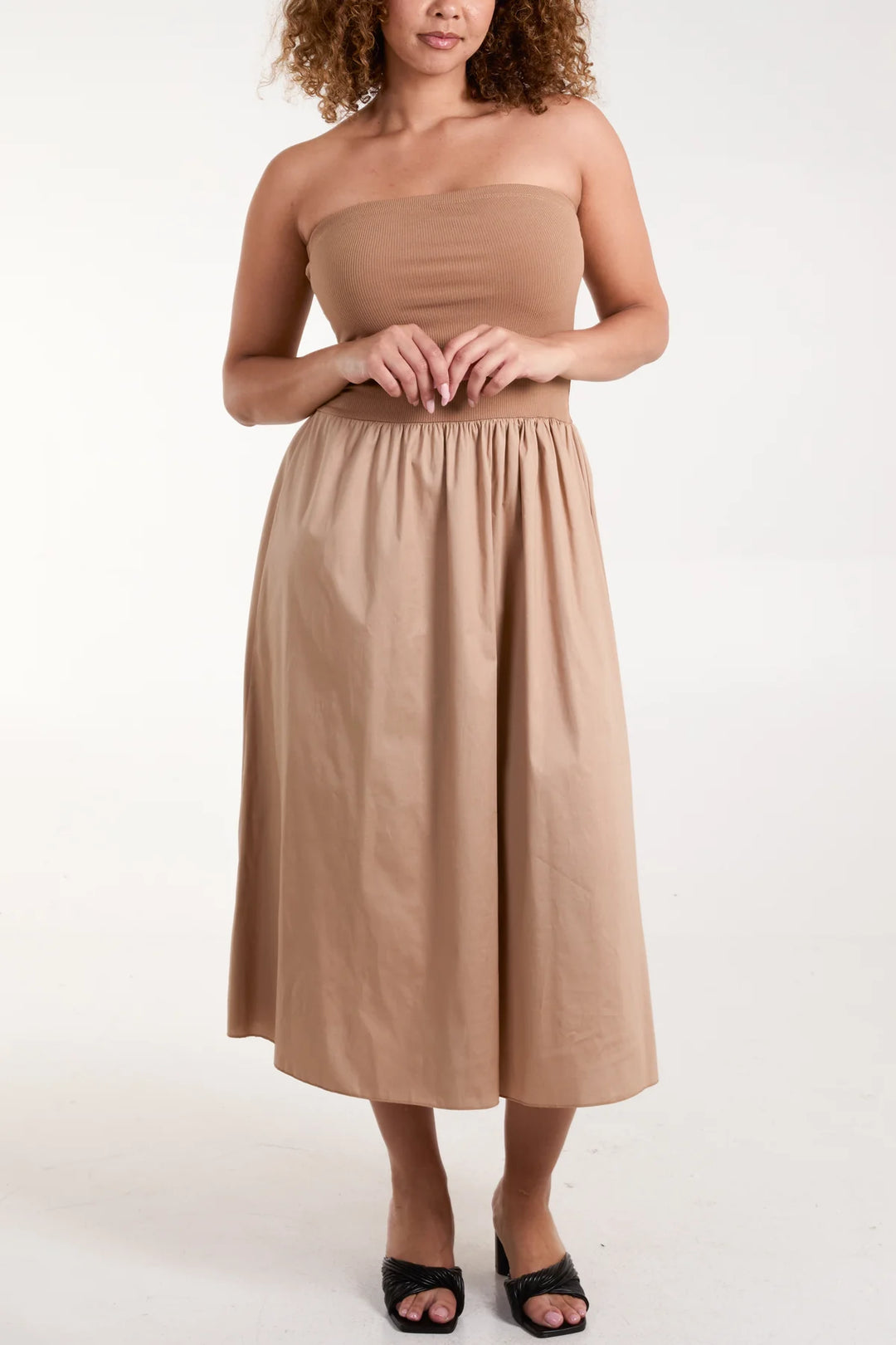 Tanya Bardot Dress - Camel